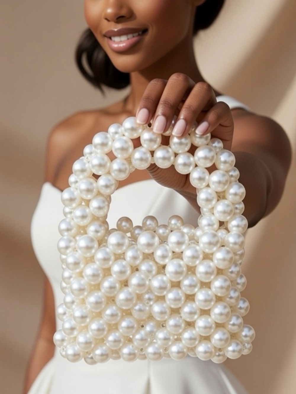Pearl Beaded Mini Handbag - Ivory